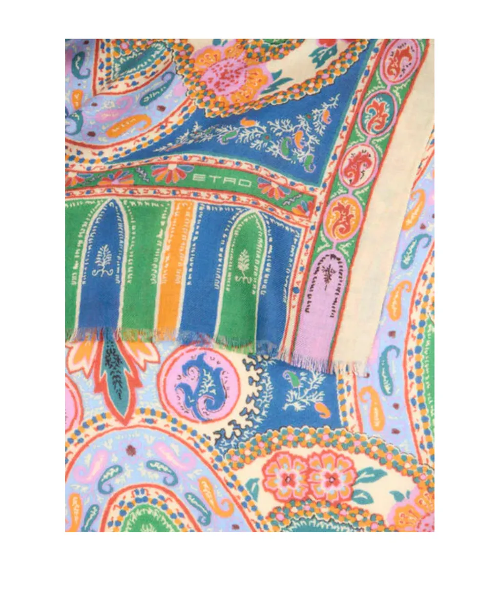 Paisley Wool And Silk Scarf