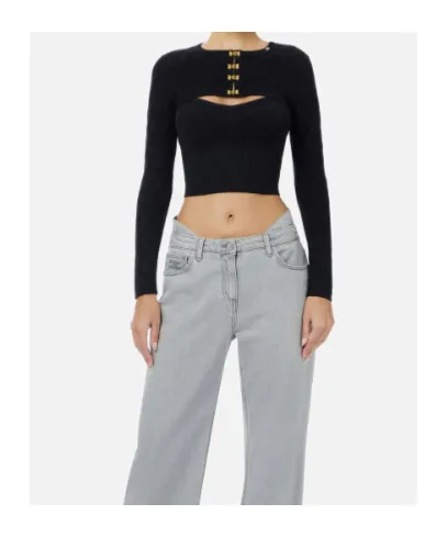 Knitted Cardigan With Jeweled Hooks
