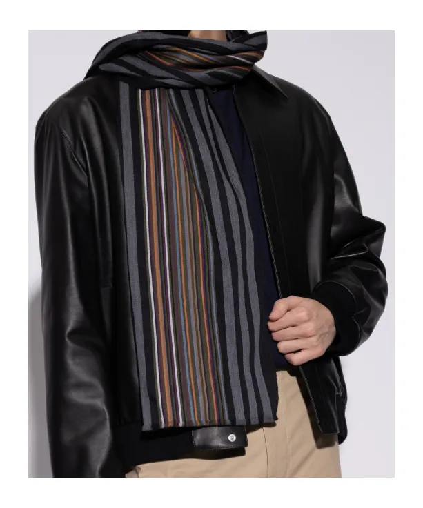 Paul Smith Fringed Striped Scarf