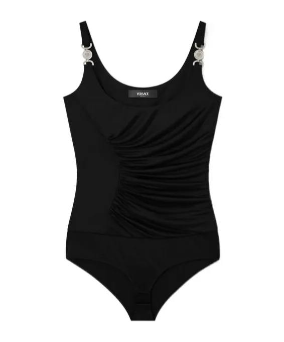 Versace Stretch Crpe Jersey Draped Bodysuit