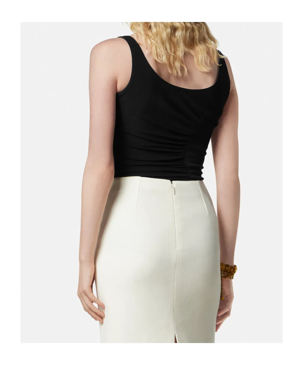 Versace Stretch Crpe Jersey Draped Bodysuit