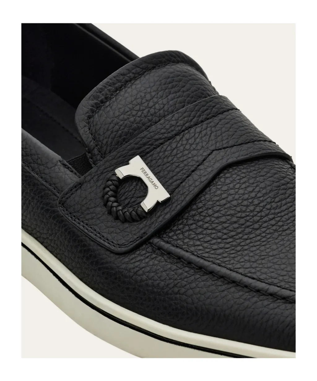 Boat Shoe Loafer With Gancini Detail