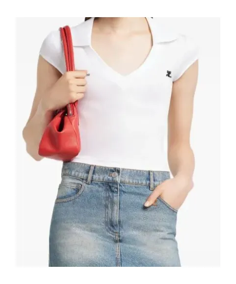 CourrÈGes Sports Cropped V-Neck T-Shirt