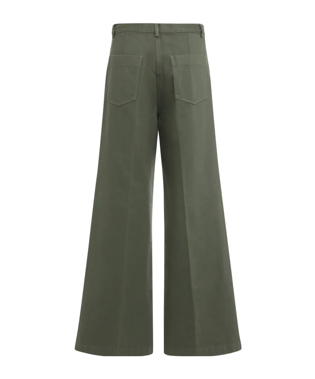 Aspesi High-Waist Wide-Leg Cotton Pants