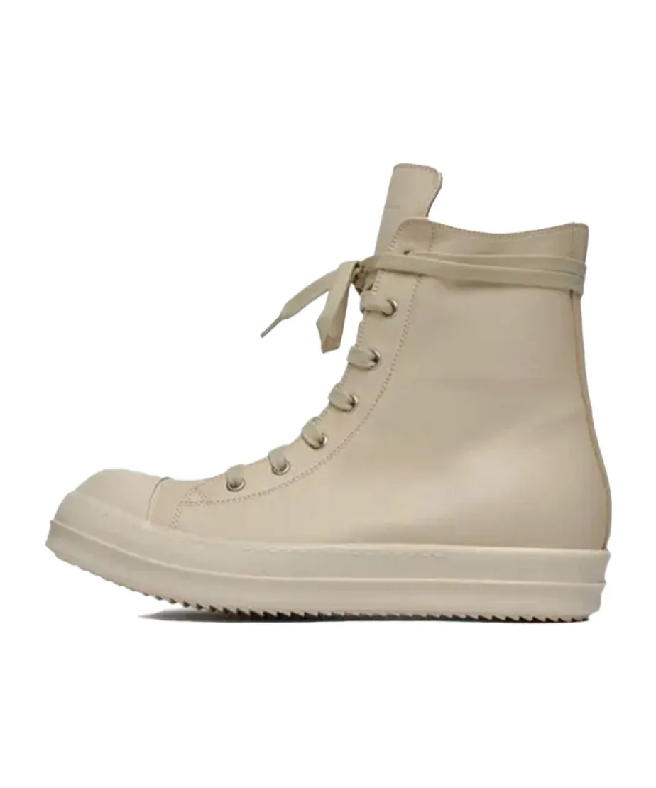 Rick Owens Round Toe High-Top Sneakers