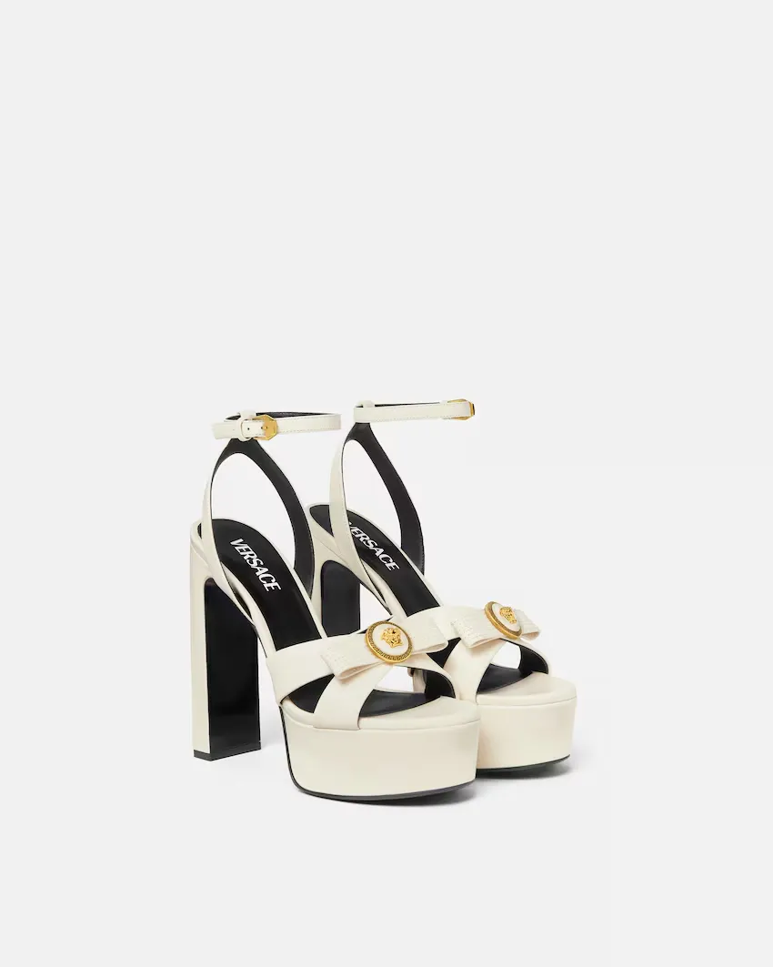 Versace Gianni Ribbon Block-Heeled Sandals