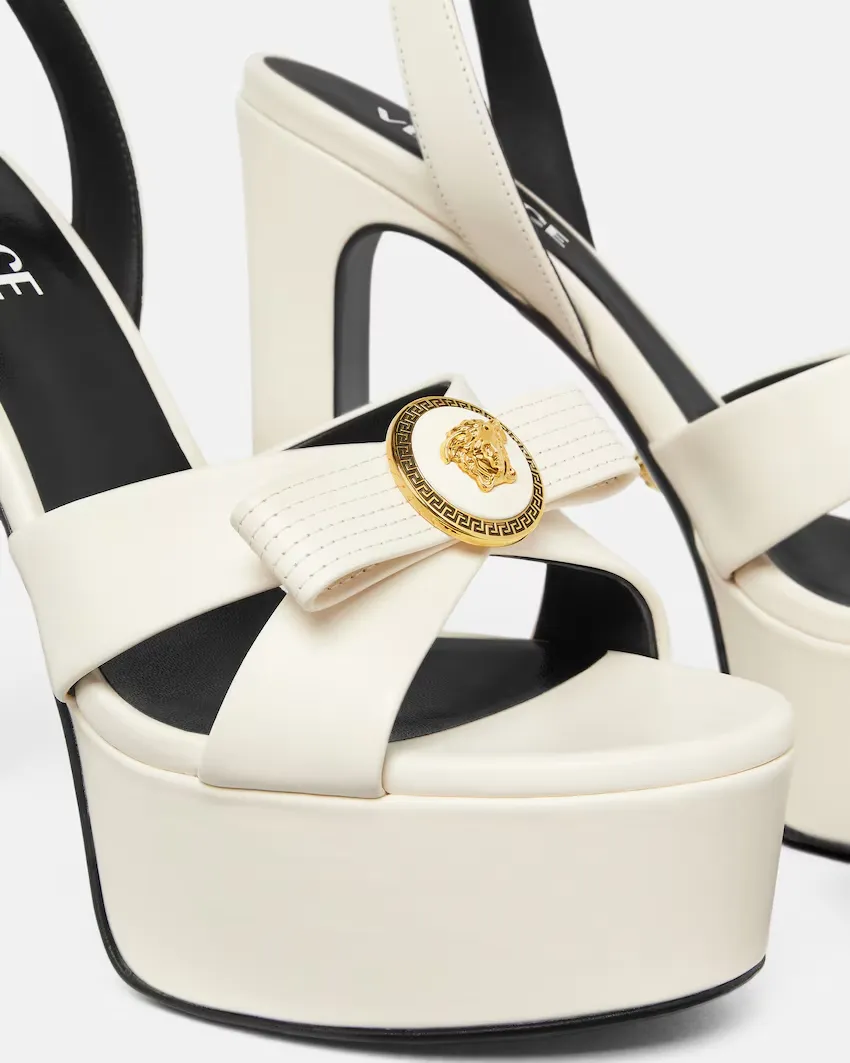 Versace Gianni Ribbon Block-Heeled Sandals