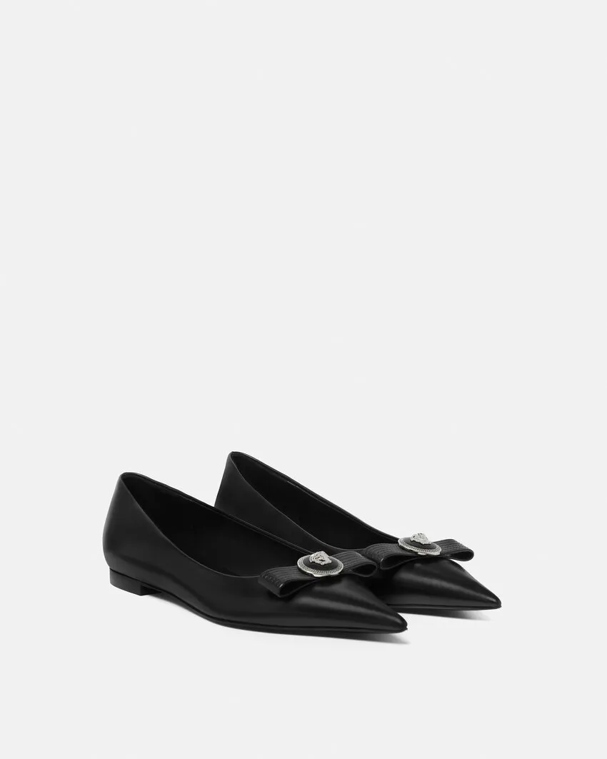 Versace Gianni Ribbon Ballerinas