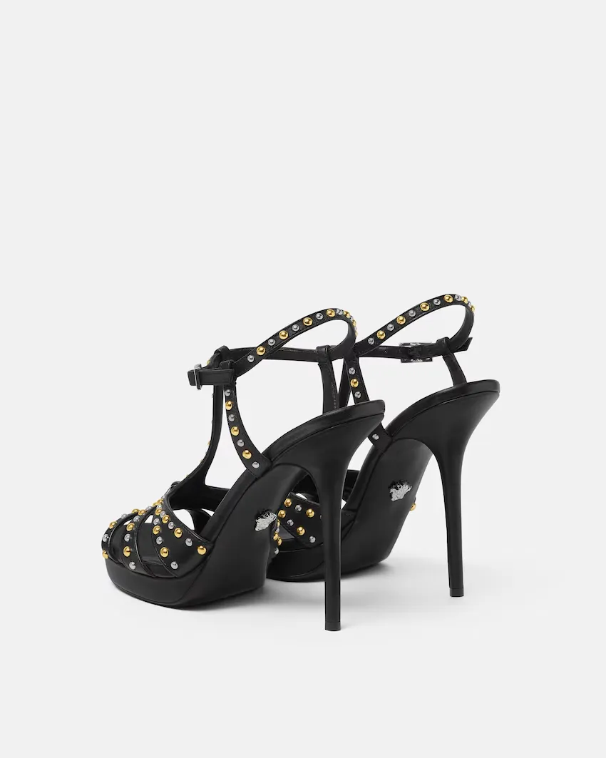 Versace V Embellished Platform Sandals