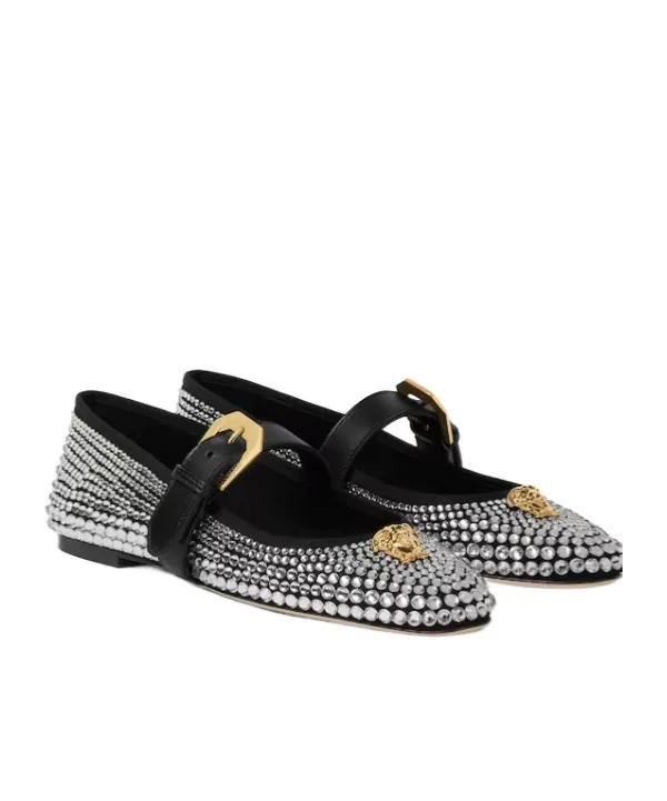Versace Embellished Ballet Flats