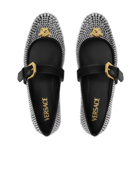Versace Embellished Ballet Flats