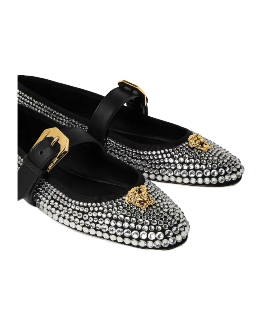 Versace Embellished Ballet Flats