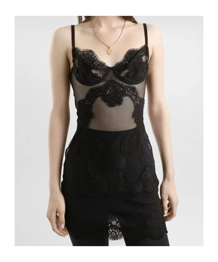 Lace-Trimmed Short Dress
