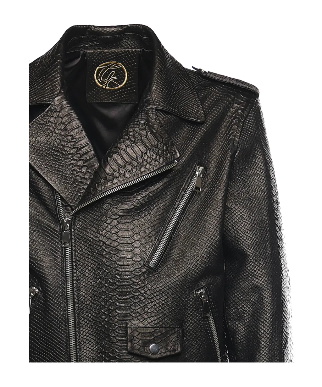 Giuliano Galiano Pushit Textured Biker Jacket