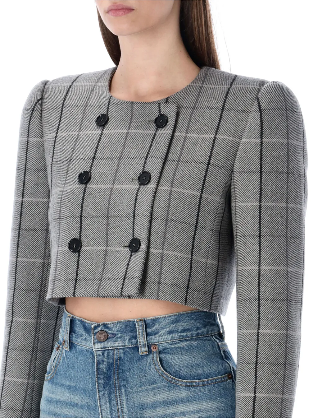 Chlo Cropped Checked Jacket