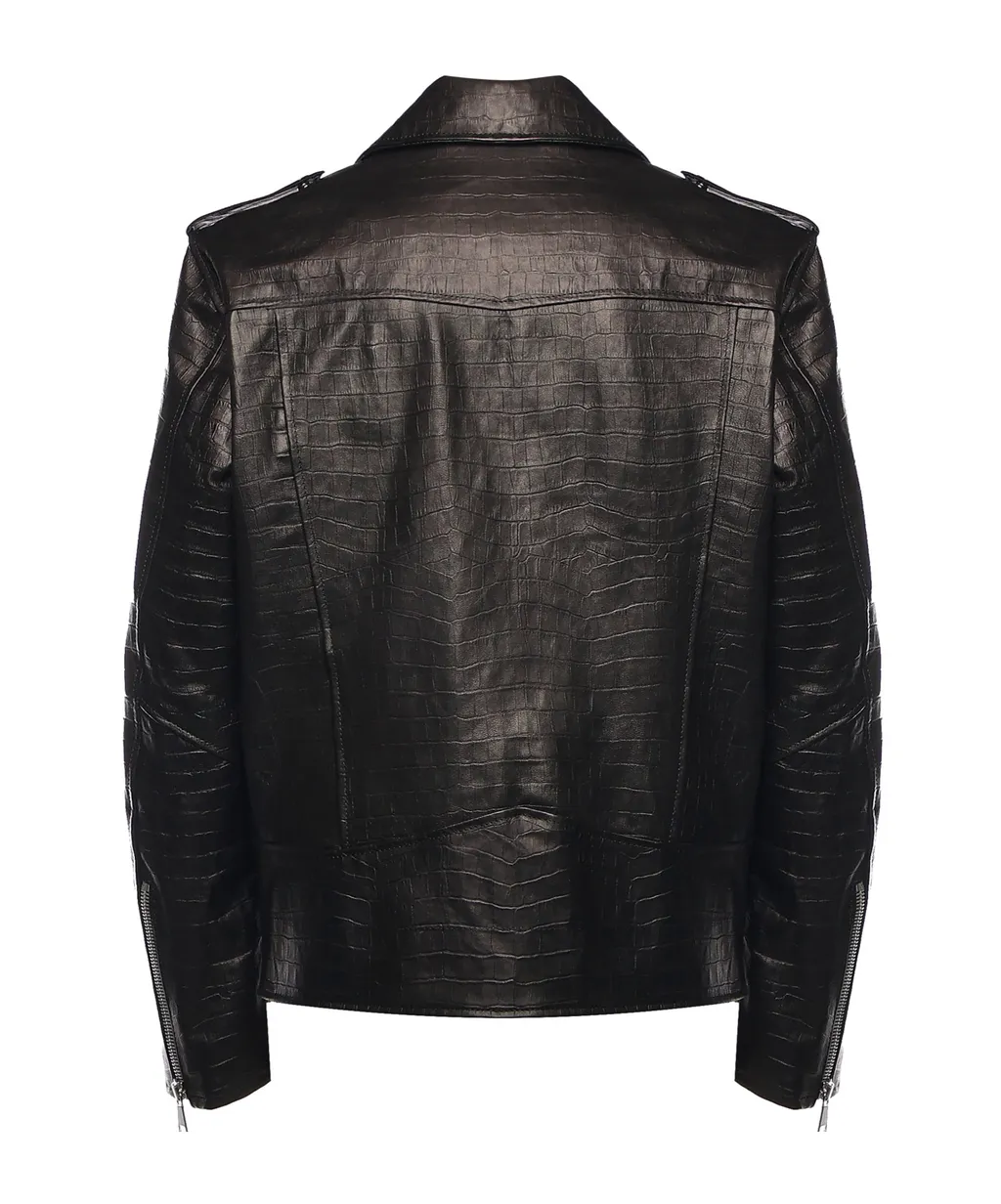 Giuliano Galiano Pushit Textured Biker Jacket