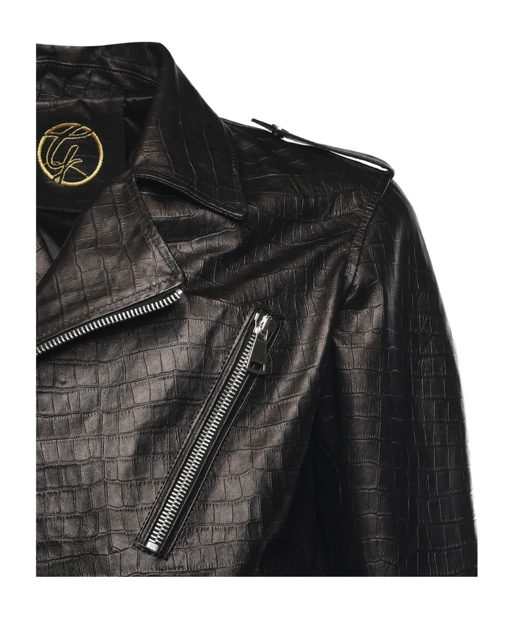 Giuliano Galiano Pushit Textured Biker Jacket