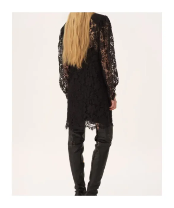 Floral-Lace High-Neck Dress