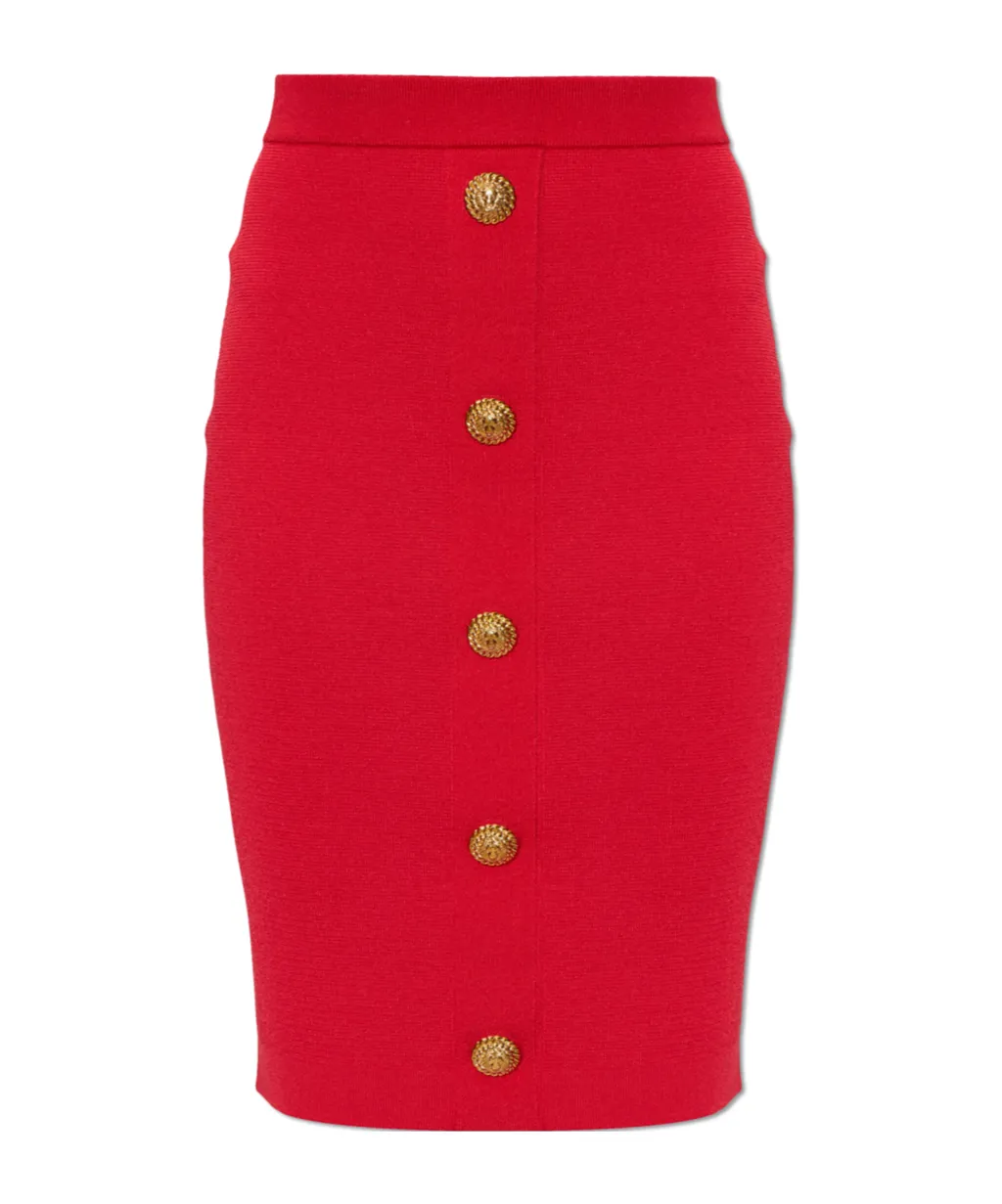 Balmain Button Detailed Pencil Skirt