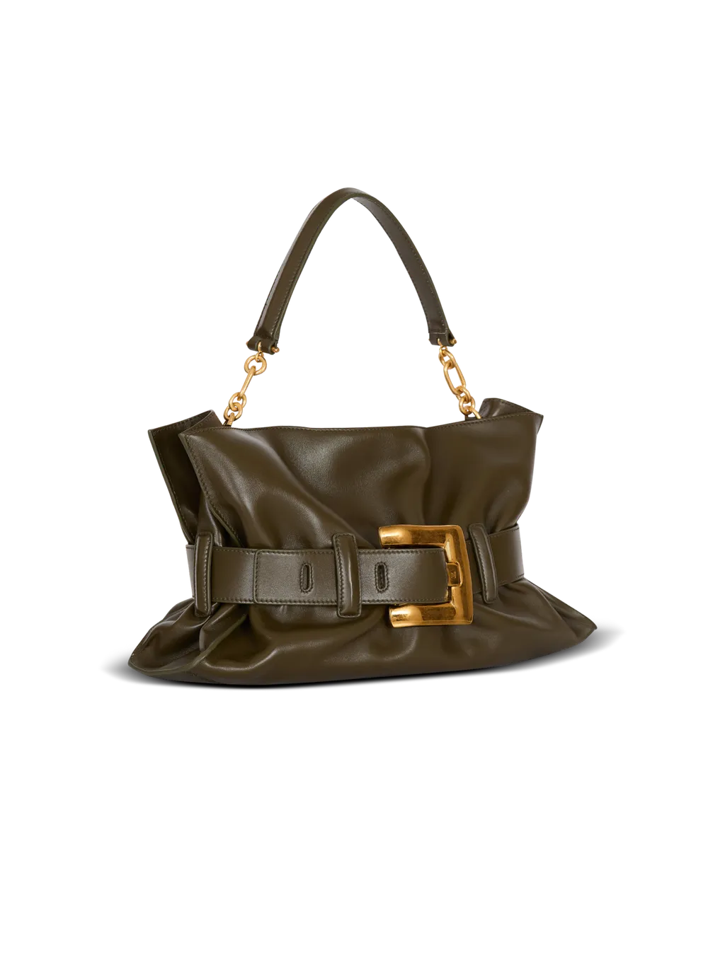 Balmain Anthem Buckled Medium Shoulder Bag