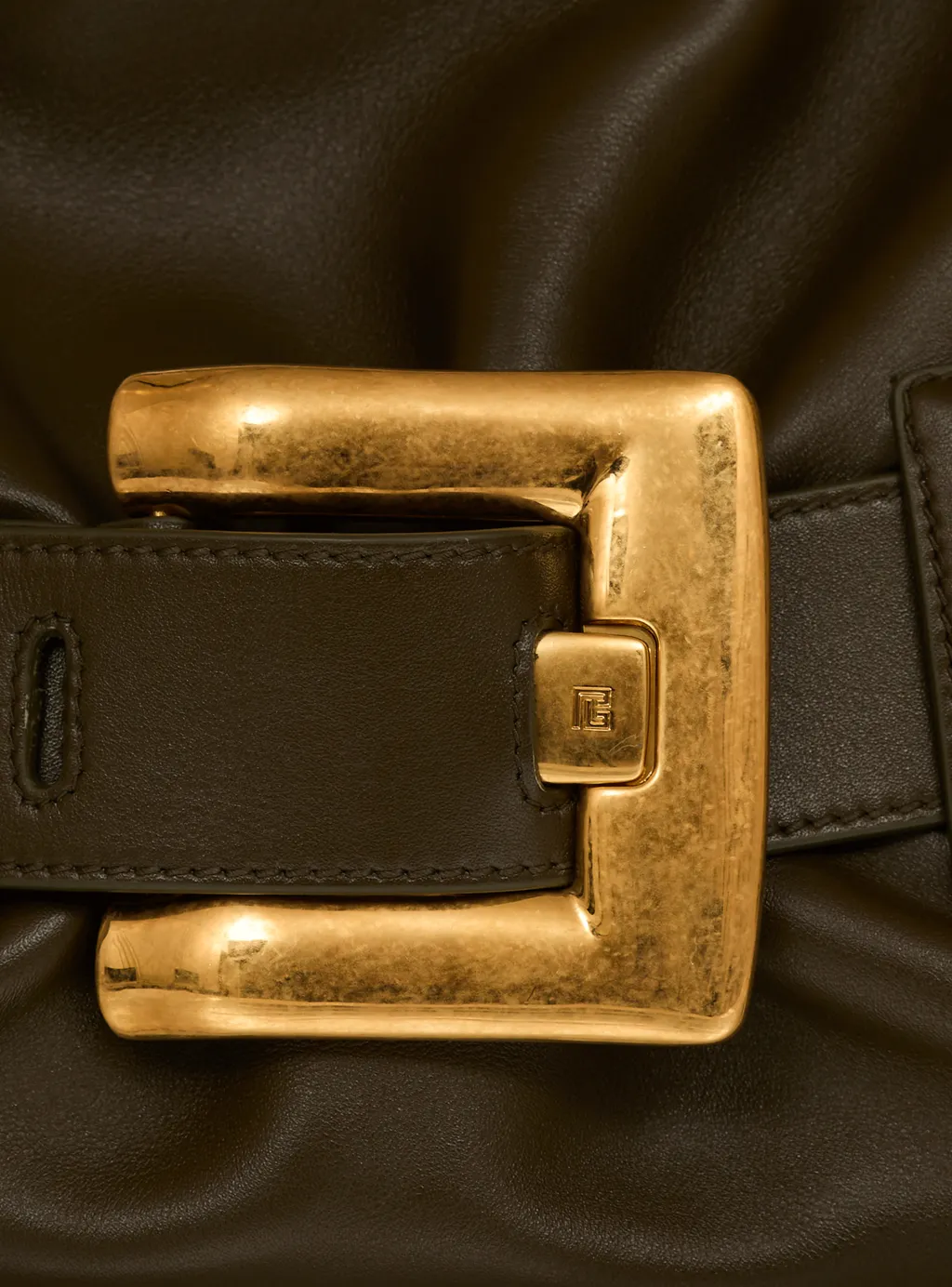 Balmain Anthem Buckled Medium Shoulder Bag