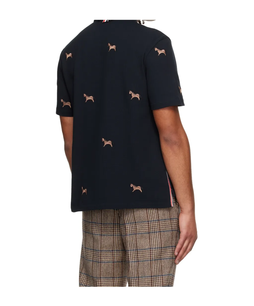 Thom Browne Lunar New Year Pique Horse Embroidery Polo Shirt