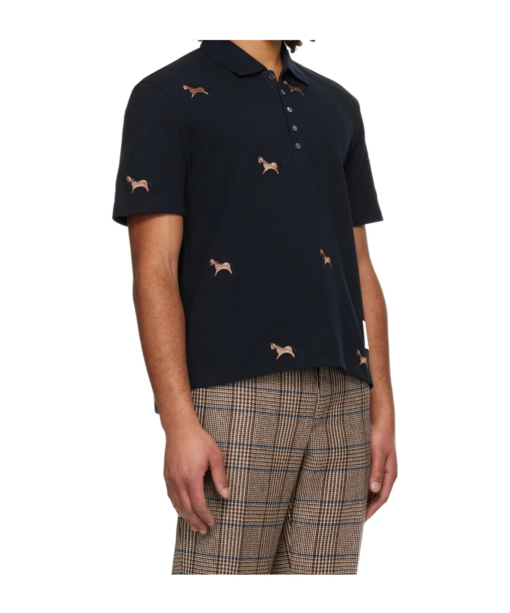 Thom Browne Lunar New Year Pique Horse Embroidery Polo Shirt
