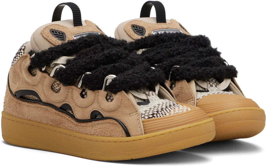 Curb Suede And Woven Sneakers