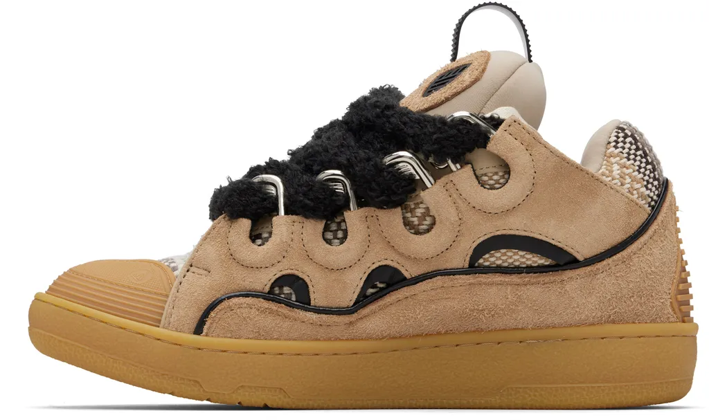 Curb Suede And Woven Sneakers