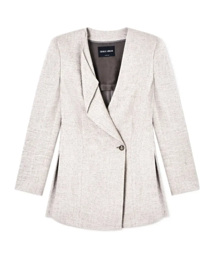 Linen, Viscose And Silk CrÊPe Single-Breasted Jacket