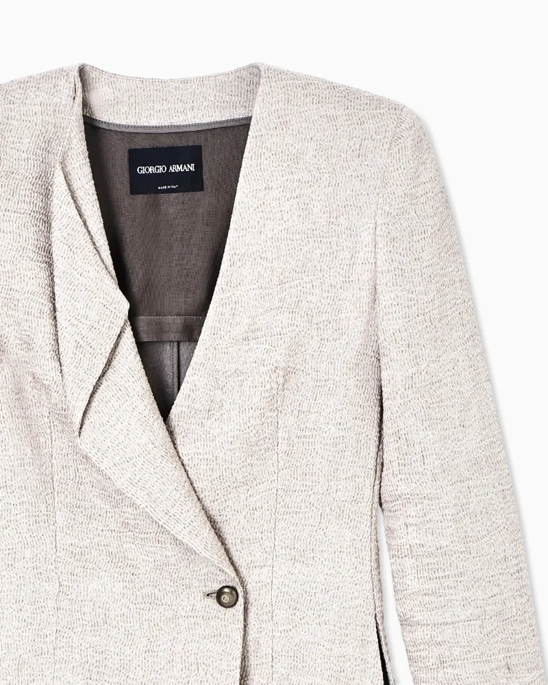 Linen, Viscose And Silk CrÊPe Single-Breasted Jacket