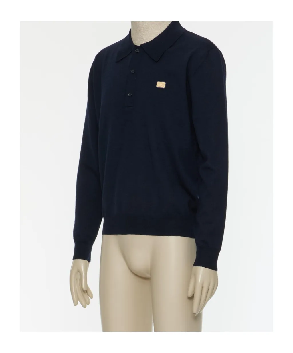 Valentino Logo Patch Long-Sleeved Polo Shirt