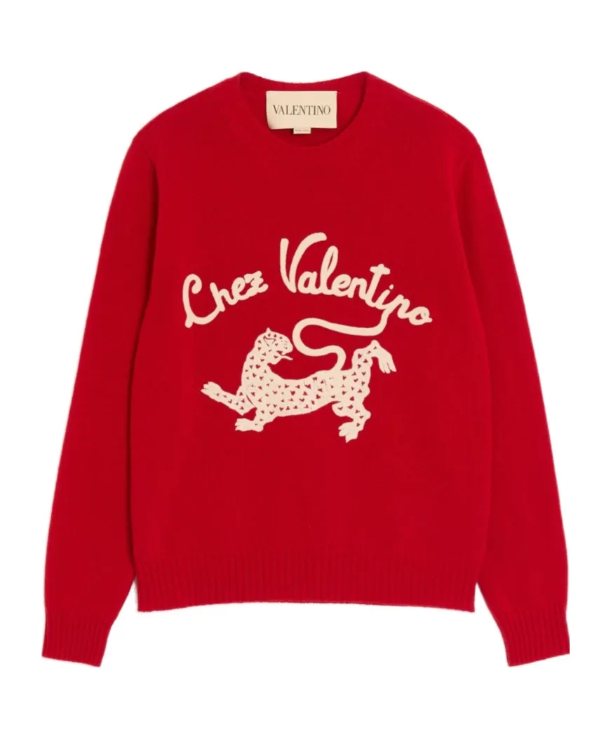 Valentino Animal Embroidered Crewneck Jumper