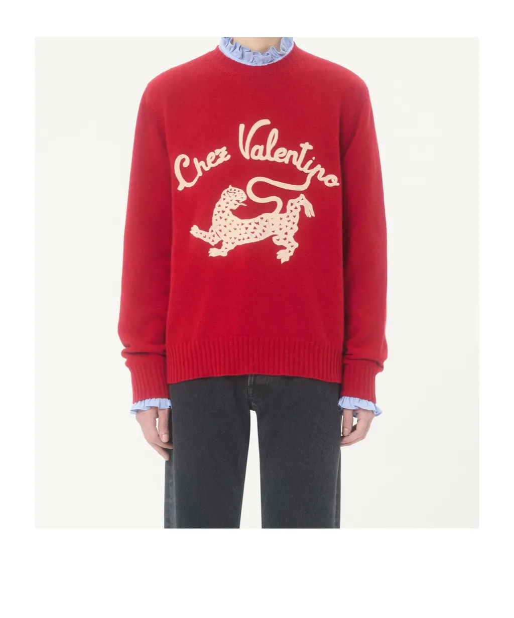 Valentino Animal Embroidered Crewneck Jumper