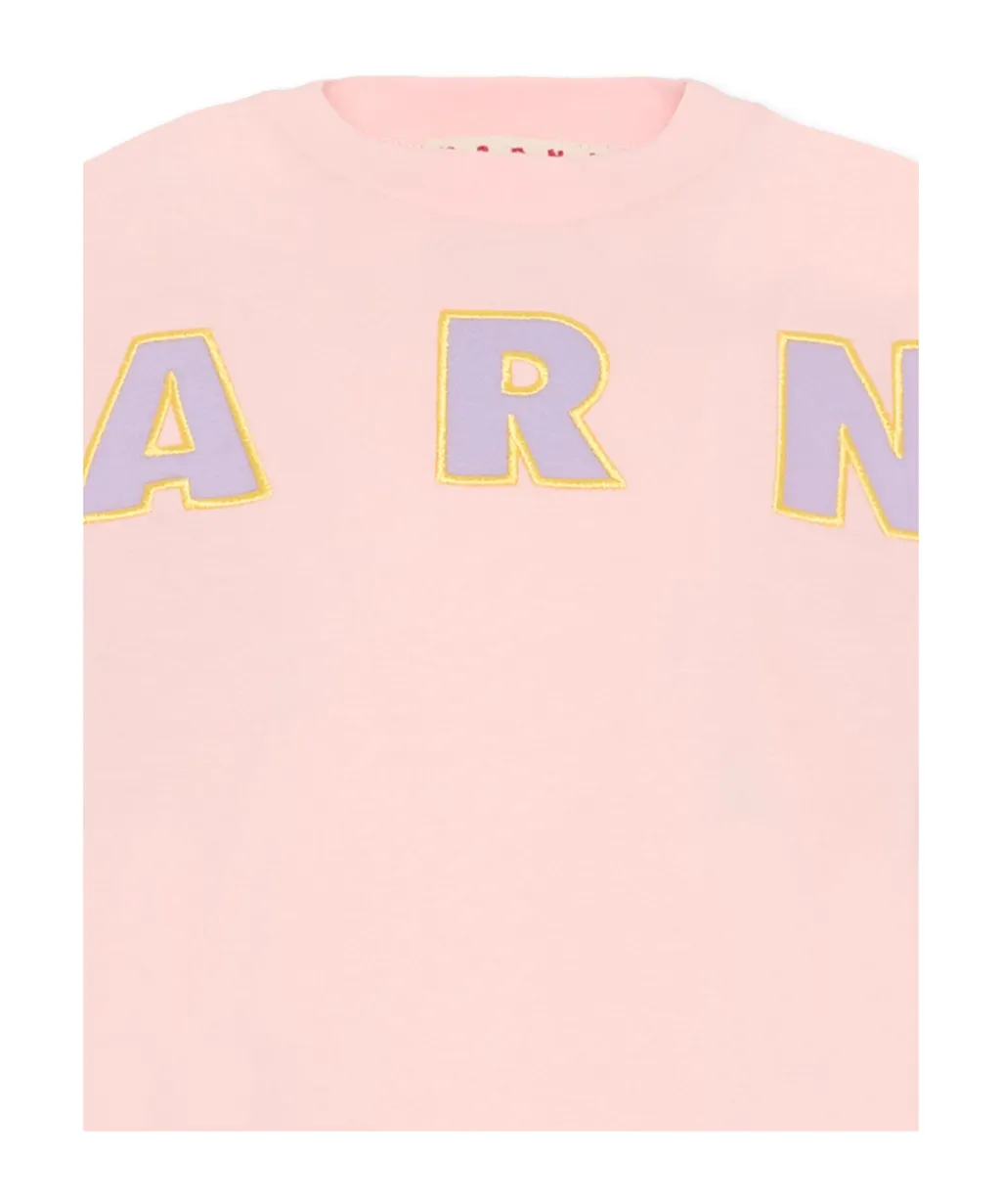 Marni Kids Logo Embroidered Crewneck T-Shirt