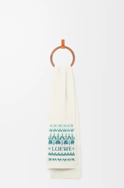 Fairisle-Pattern Embellished Scarf