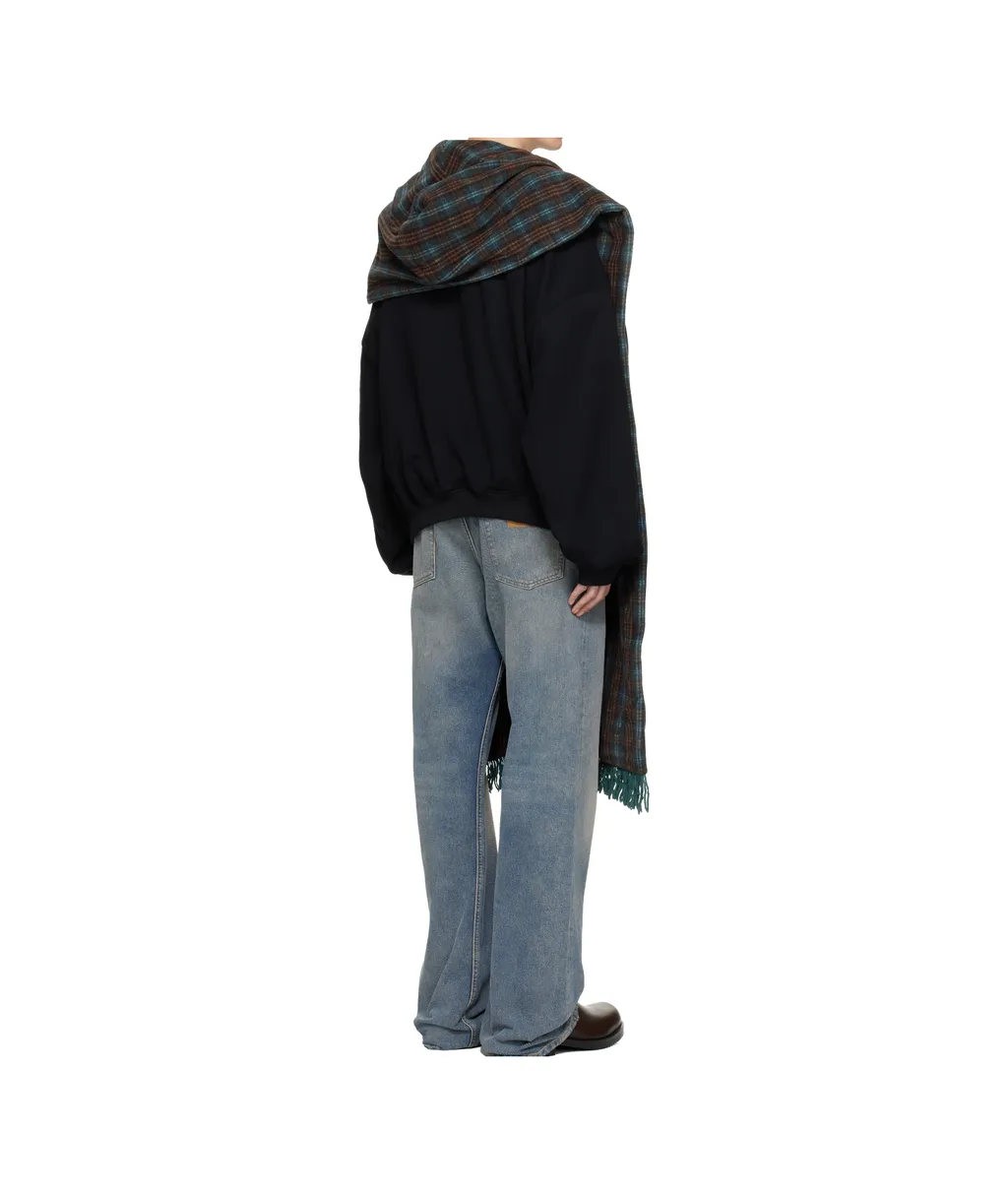 Scarf Details On Long-Sleeved Sweatshirt