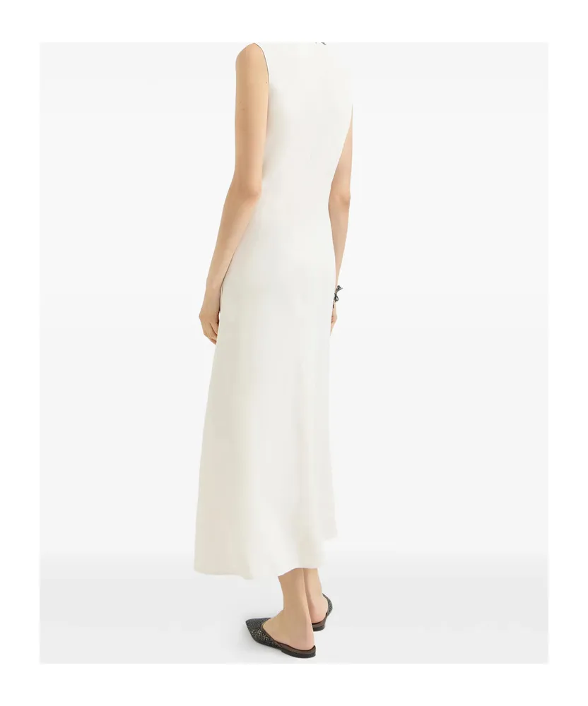 Beaded Twill Midi Dress