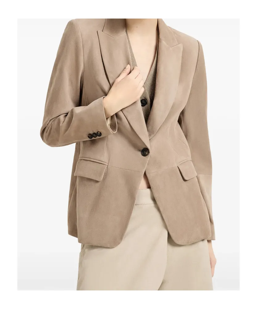 Monili-Detail Suede Blazer