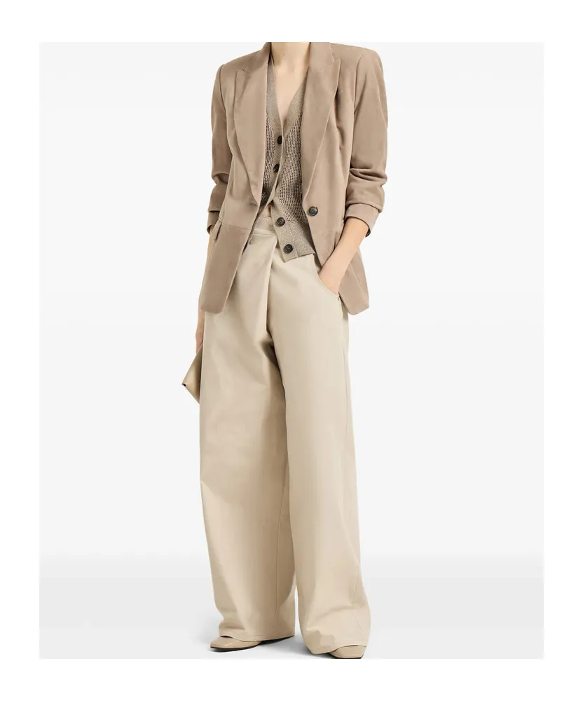 Monili-Detail Suede Blazer