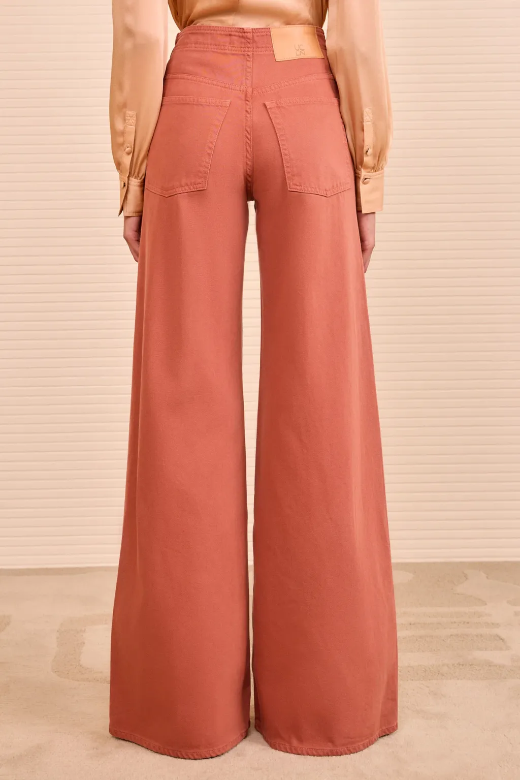Pink High Rise Wide Leg Flare Jean
