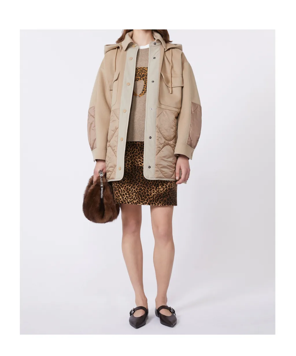 Padded Coat In Double-Sided Wool And Nylon