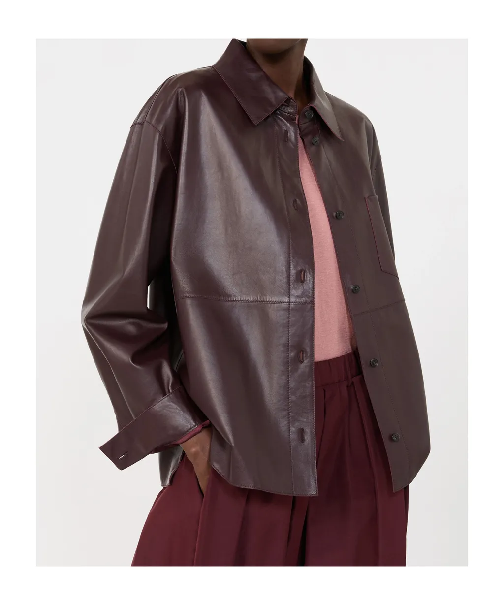 Long-Sleeved Leather Jacket