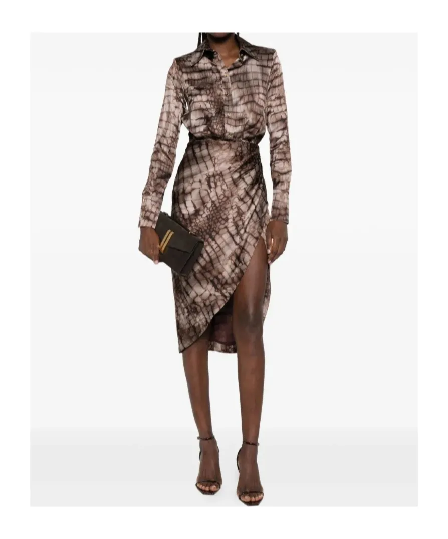 Collared Patterned Midi Dress