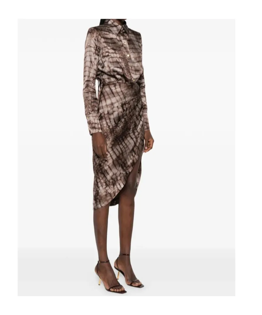 Collared Patterned Midi Dress