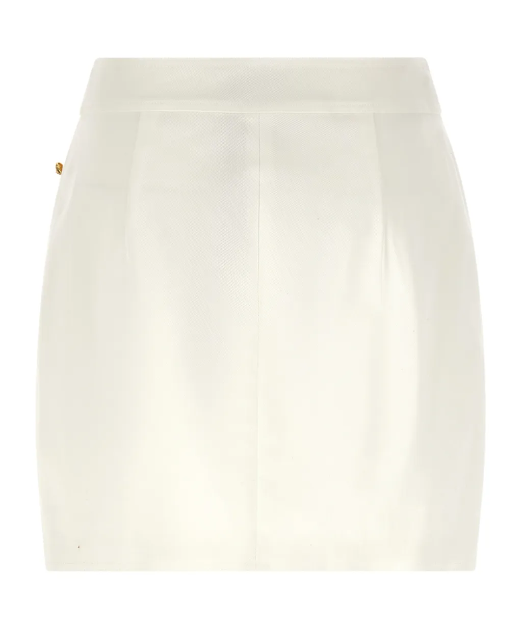 Elisabetta Franchi Button Embellished Gabardine Mini Skirt