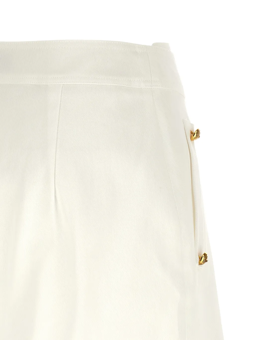 Elisabetta Franchi Button Embellished Gabardine Mini Skirt