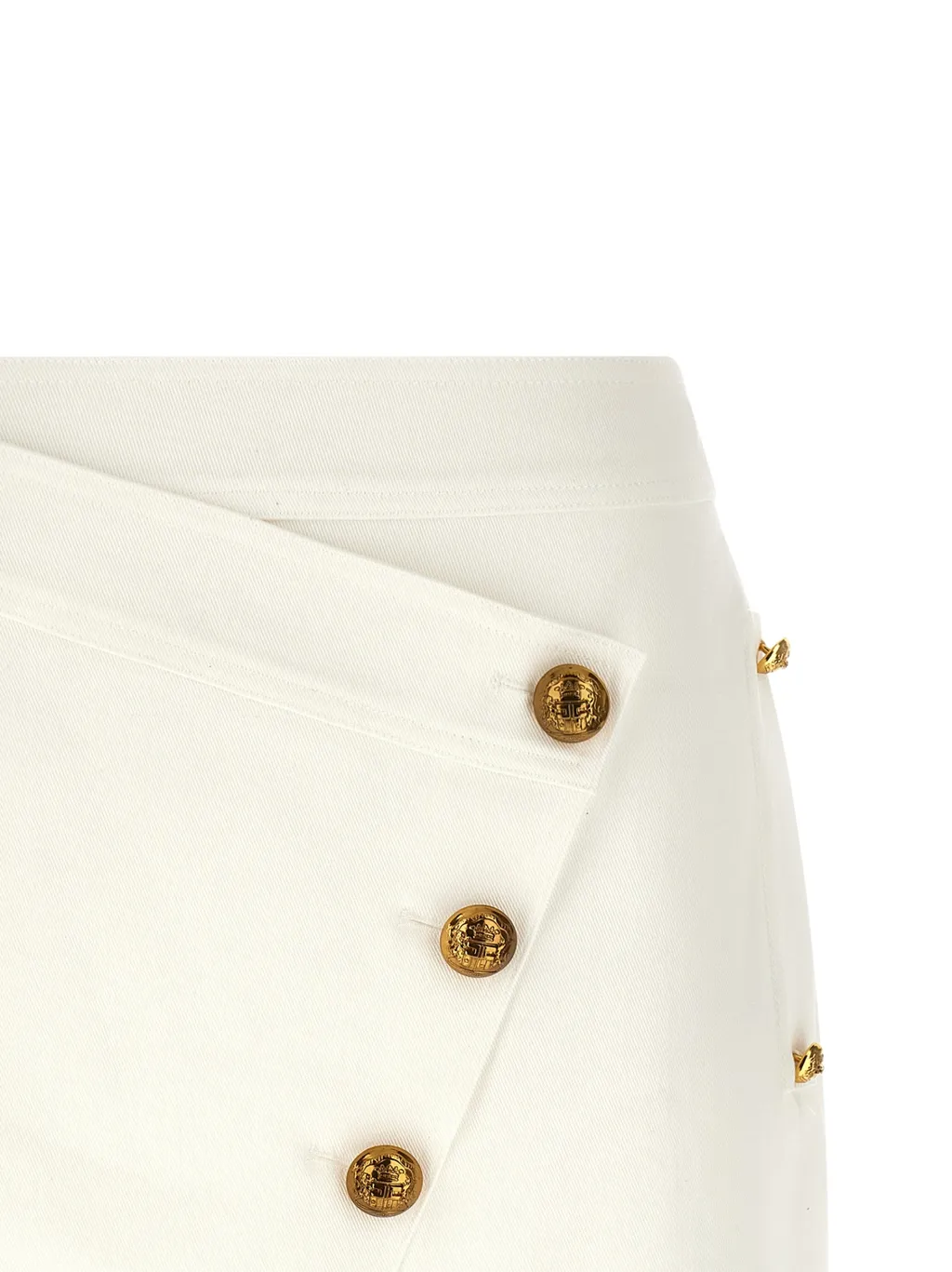 Elisabetta Franchi Button Embellished Gabardine Mini Skirt