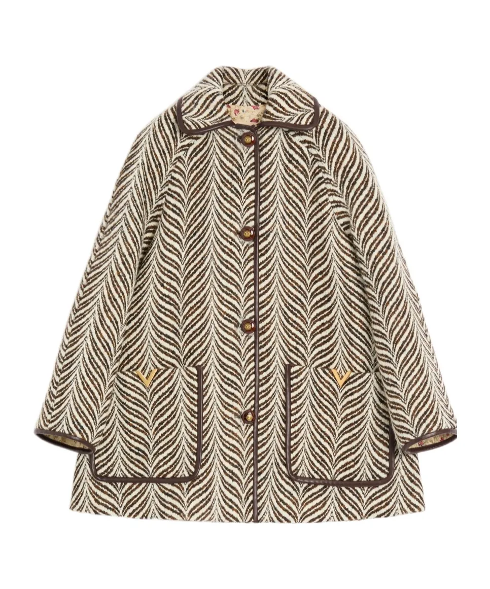 Wool Cloth Caban In Fauve Eclat Animal Print