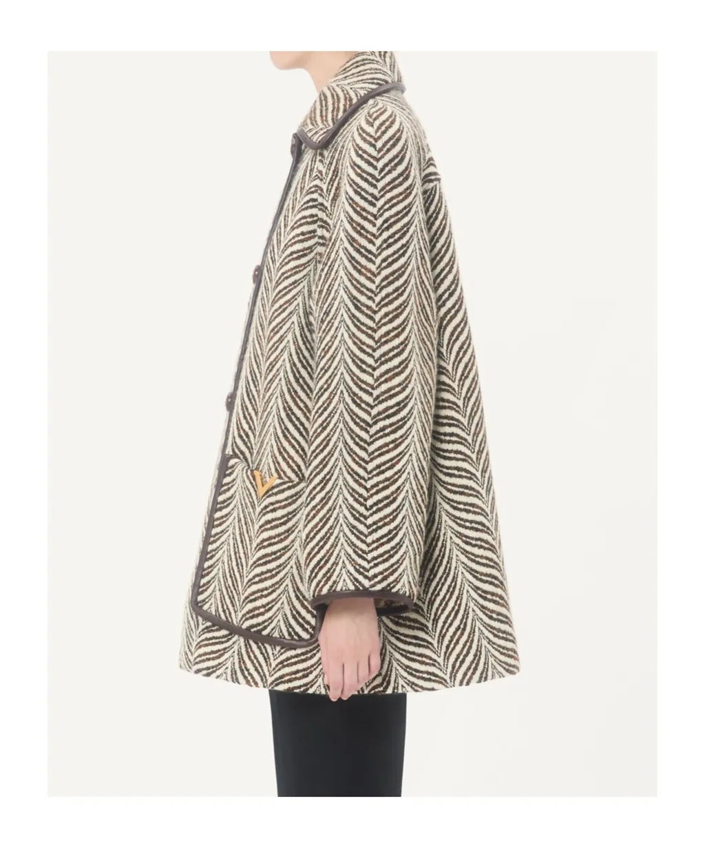 Wool Cloth Caban In Fauve Eclat Animal Print
